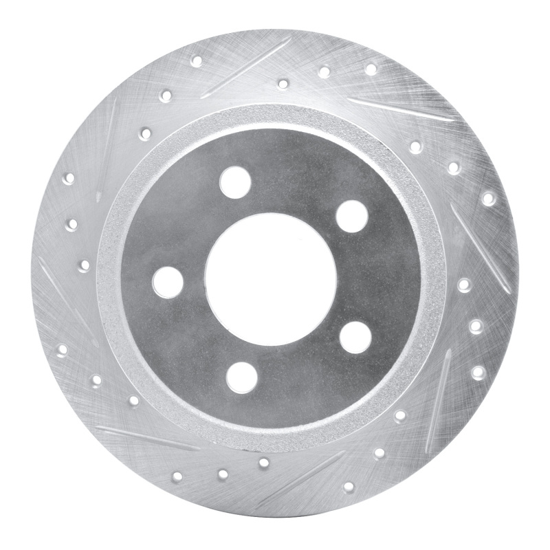 Jeep TJ Brake Rotor (1) - Rear Left - R1 Concepts - Drilled & Slotted - Silver - `03-`07